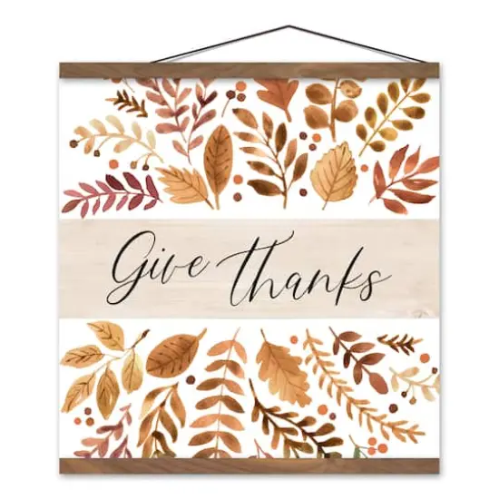 Give Thanks Fall Floral Teak Hanging Canvas {1}