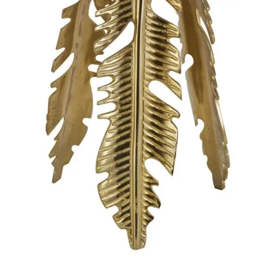 Gold Aluminum Metal Leaf Accent Table Set {6}