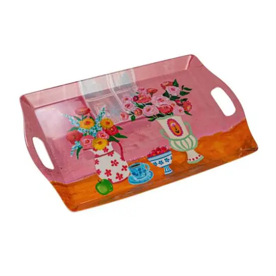 Hello Honey&reg; 17.5" Flower Bamboo Fiber Tray with Handles {1}