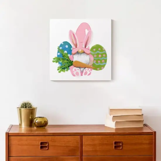 Easter Bunny Gnome 12" x 12" Canvas Wall Art {5}