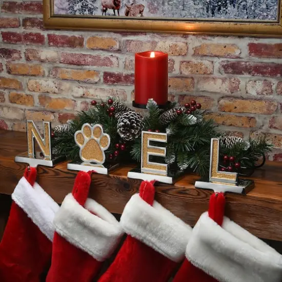 5" Gold Sparkle NOEL Stocking Holders, 4ct. {3}