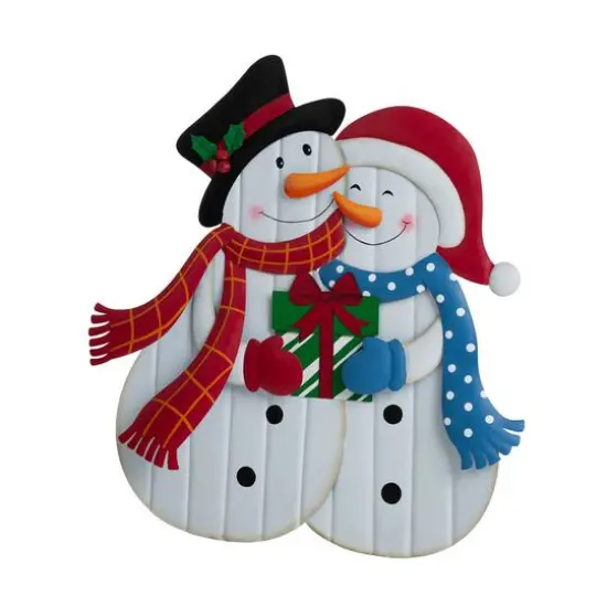 Glitzhome&reg; 2.5ft. Metal Lovely Snowman Yard Stake {5}