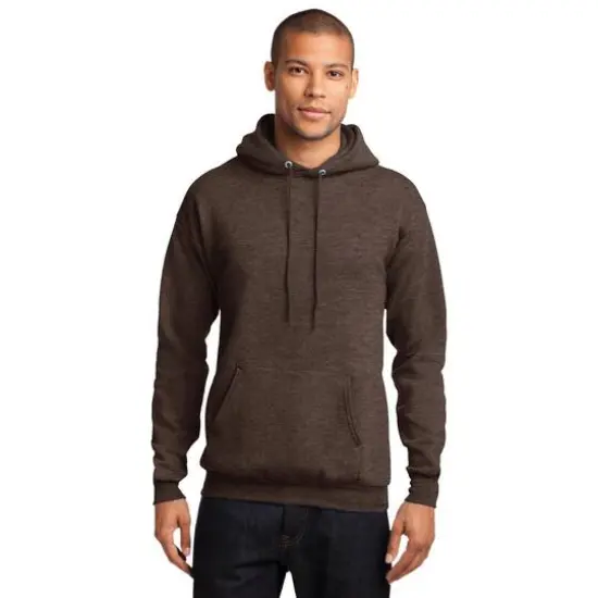 Port & Company&reg; Heathered Colors Core Fleece Pullover Hooded Sweatshirt Heather Dark Chocolate Brown {4}