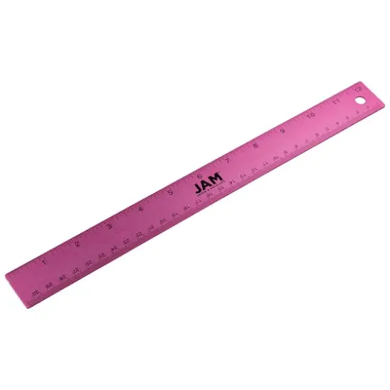 JAM Paper Metallic Stainless Steel Rulers, 12ct. Fuchsia {1}