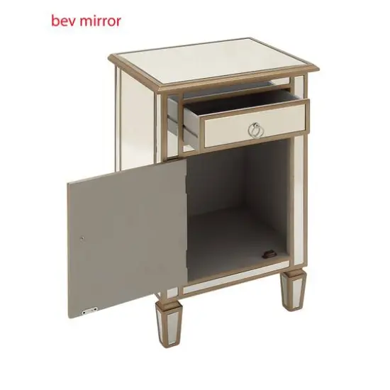Beige Mirror Glam Cabinet, 30" x 19" x 15" {3}