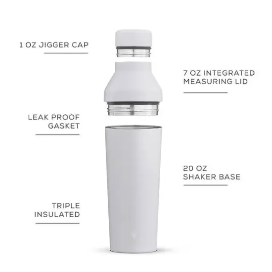 JoyJolt&reg; 20oz. Vacuum Insulated Cocktail Protein Shaker White {5}