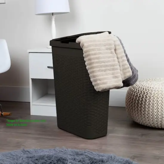 Mind Reader 23.5'' Slim Laundry Hamper with Cutout Handles Brown {3}
