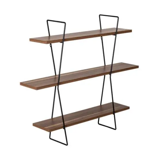 Honey Can Do 28" Three-Tier Decorative Metal & Wood Wall Shelves {1}