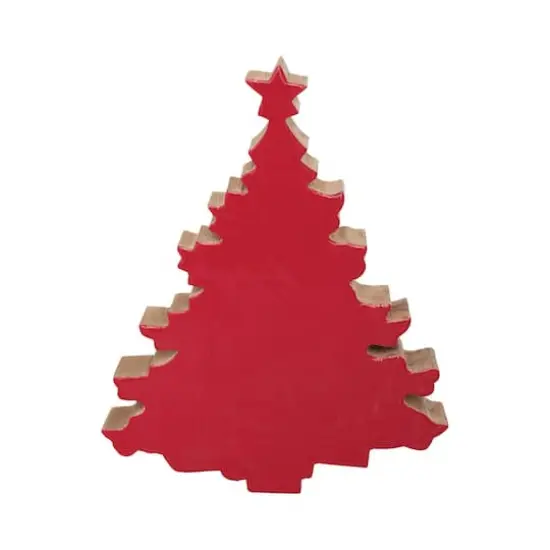 Hello Honey&reg; 8" Enameled Mango Wood Christmas Tree Red {1}