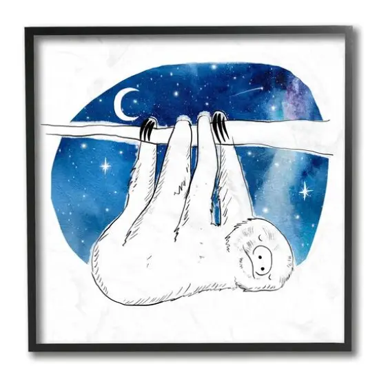Stupell Industries Sloth Hanging Under Blue Night Starry Sky, 12" x 12" {1}