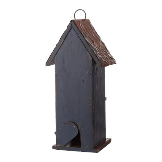 Glitzhome&reg; 13" Solid Wood and Metal Rustic Style Birdhouse {6}