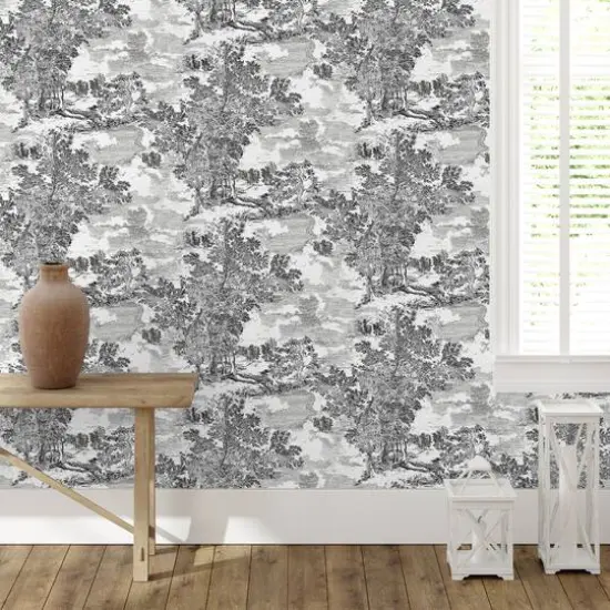 Surface Style Serene Scenes Toile Peel & Stick Wallpaper Charcoal {5}