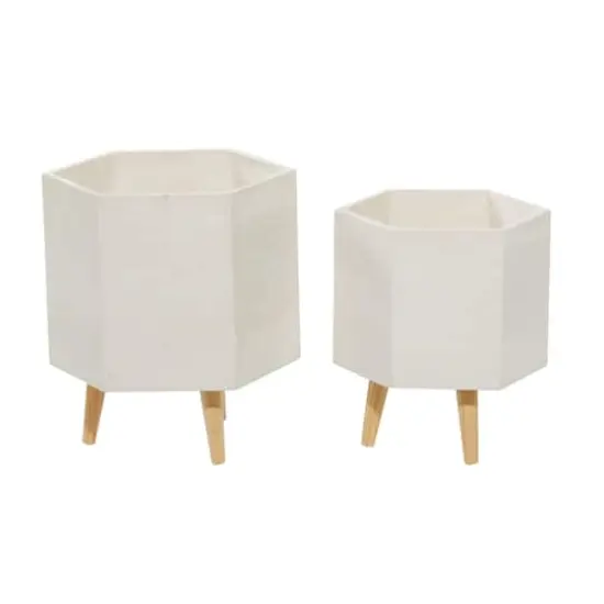 Contemporary Polystone Planter Set White {6}