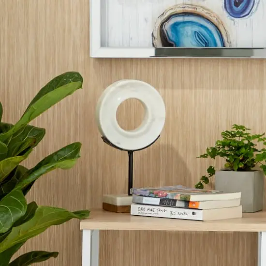 CosmoLiving by Cosmopolitan 11" White Marble Round Sculpture {7}