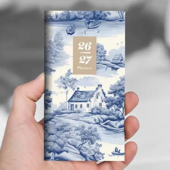 2026-2027 Blue Toile Small Monthly Pocket Planner {9}
