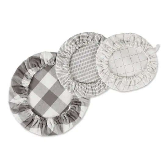 DII&reg; Assorted Gray Farmhouse Woven Dish Cover Set {4}