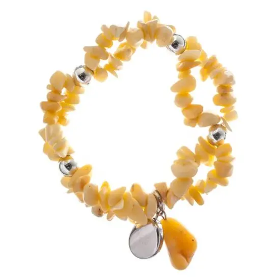 John Bead Honey Jade 2-Strand Happiness Gemstone Charm Bracelet {5}