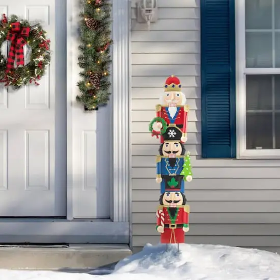 Glitzhome&reg; Metal Nutcracker Yard Stake/D&eacute;cor Accent Set {3}