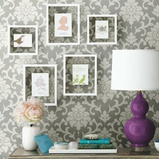 RoomMates Gray Damask Peel & Stick Wallpaper {3}