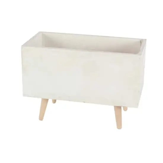 Set of 2 White Fiber clay Contemporary Planter, 17", 21" {3}