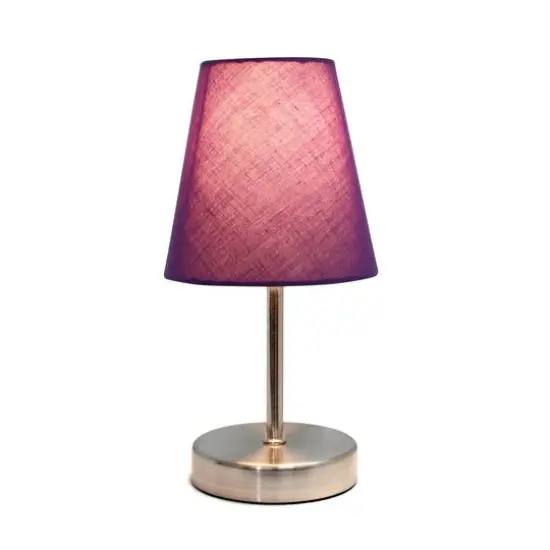 Creekwood Home Nauru 10.5" Sand Nickel Petite Metal Stick Table Lamp Purple {6}