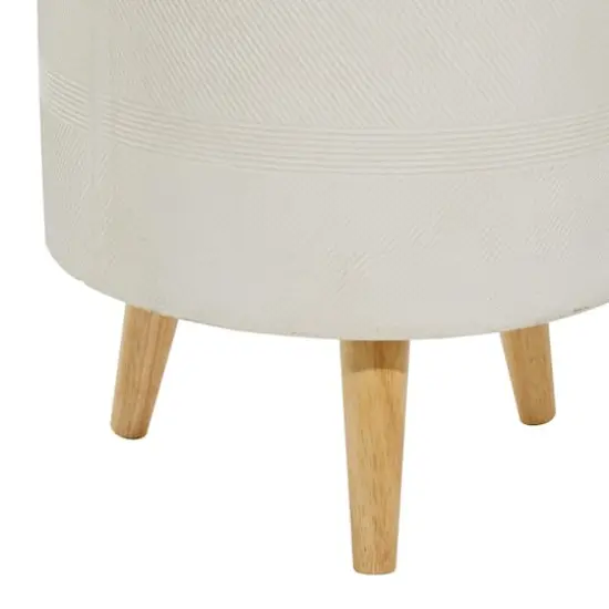 Set of 2 White Polystone Contemporary Planter, 13" 16" {5}