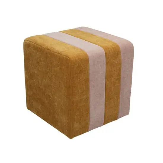 Hello Honey&reg; 18" Modern Square Fabric Upholstered Striped Pouf {1}