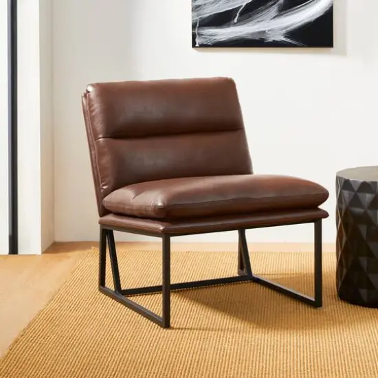 Glitzhome&reg; Modern Thick Leatherette Accent Chair Coffee {9}