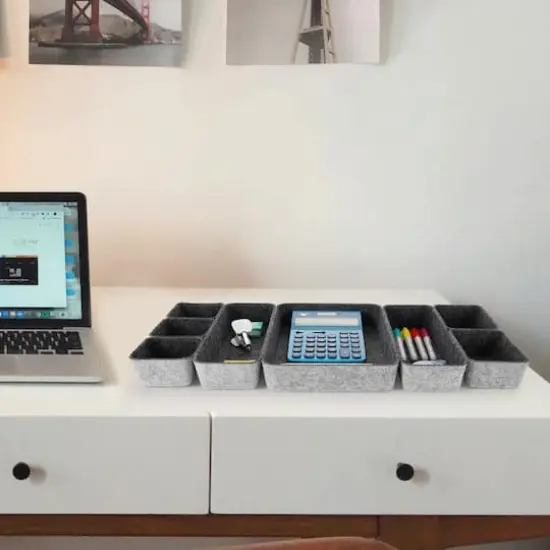 Welaxy Felt 8 Piece Drawer Organizer Tray Set Charcoal {6}