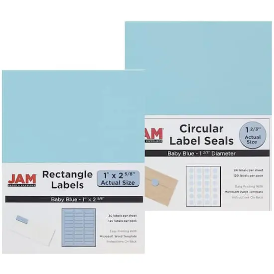 JAM Paper Circular Seal & Rectangular Mailing Address Label Combo Set Baby Blue {1}