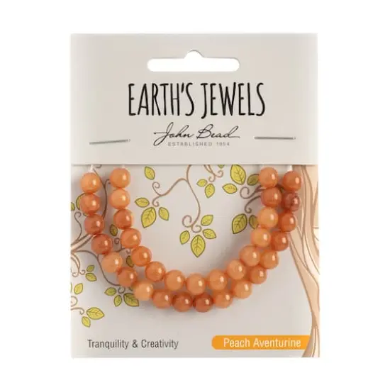 John Bead Earth's Jewels Natural Stone Round Beads, 6mm Peach Aventurine {3}