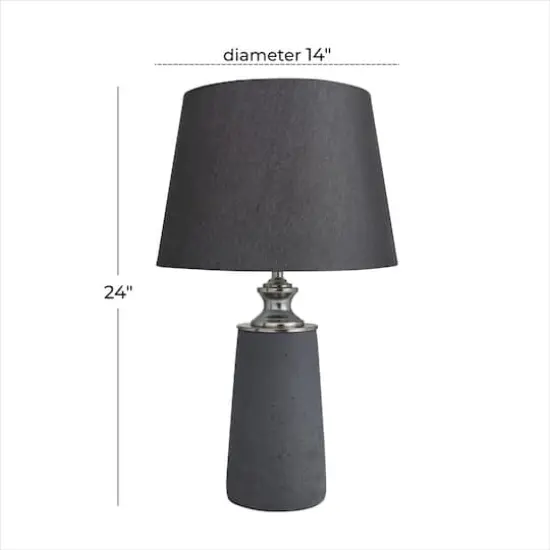 Black Cement Modern Table Lamp, 24" x 14" x 14" {8}