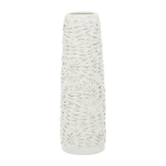 White Ceramic Contemporary Vase, 17" x 6" x 6" {1}