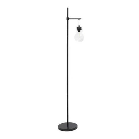 Lalia Home 5ft. Black Matte 1 Light Beacon Floor Lamp with Clear Glass Shade {1}
