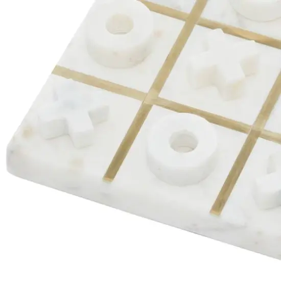 White Marble Tic-Tac-Toe Game Set {5}