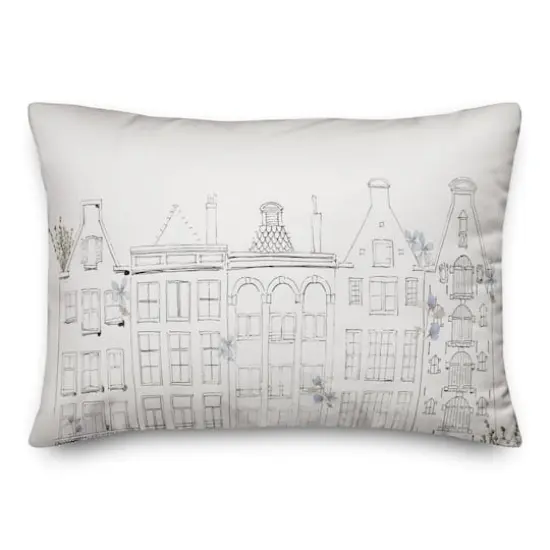 Sketchy Buildings 14" x 20" Throw Pillow {1}