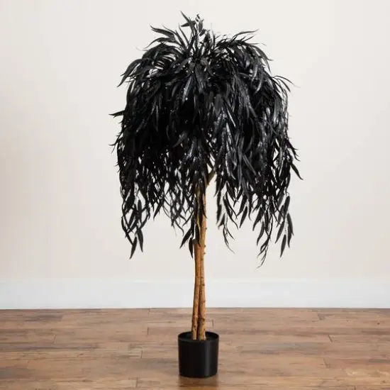 4ft. Artificial Halloween Black Willow Tree {7}