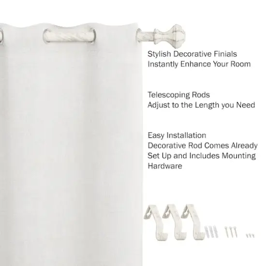 Hastings Home 48"-84" White Extendable Curtain Rod with Knob Finials {4}