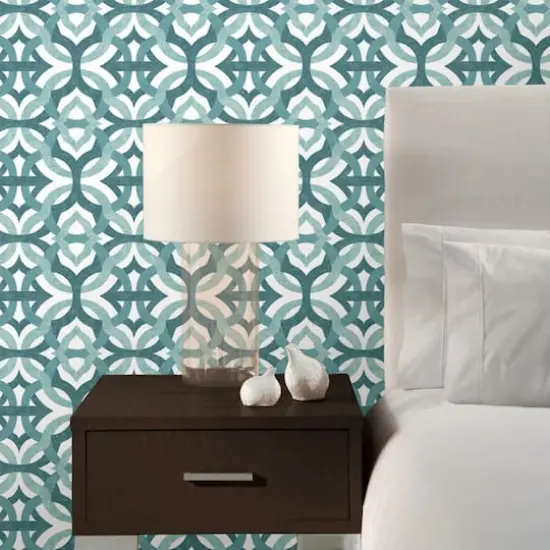 RoomMates Tipton Peel & Stick Wallpaper Teal and White {5}