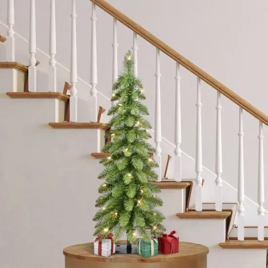3ft. Pre-Lit Alpine Pencil Artificial Christmas Tree, Clear Lights {3}