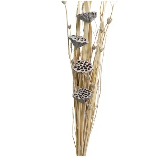 40" Gray Dried Plant Bouquet Lotus Flower Natural Foliage with Grass & Branch Accents {4}