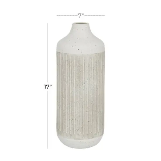 White Metal Contemporary Style Vase, 17" x 7" x 7" {6}