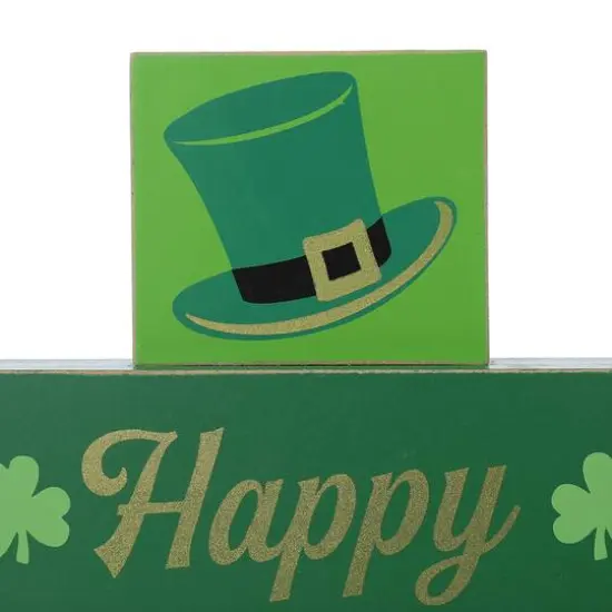Glitzhome&reg; 9.5" St. Patrick's Wooden Block Table Sign {9}