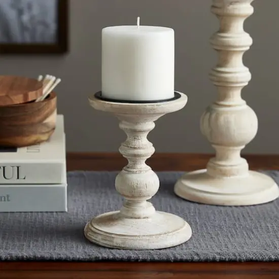 Whitewashed Wood Carved Pillar Candle Holder by Ashland&reg; {3}