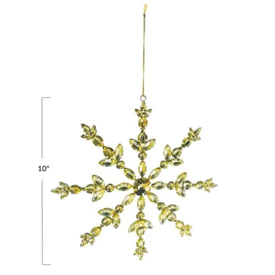 Hello Honey&reg; 10" Gold Handmade Acrylic Jewel & Metal Snowflake Ornament {4}
