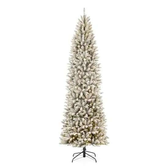 9ft. Pre-Lit Flocked Fir Artificial Christmas Tree, Warm White LED Lights {1}