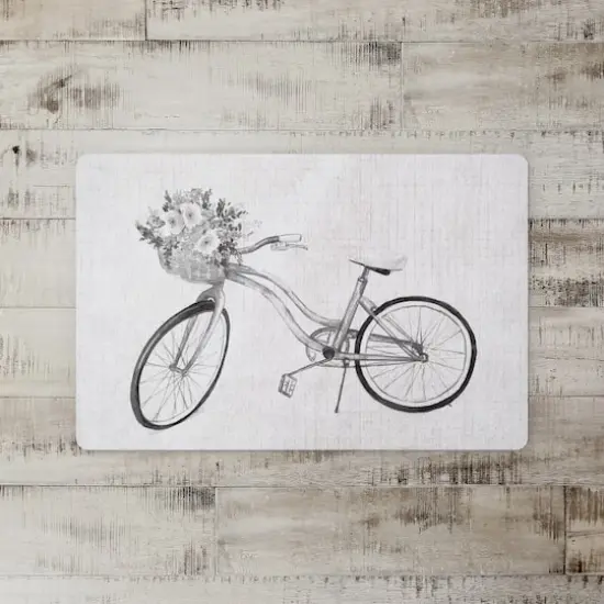 Floral Gray Bike 27" x 18" Floor Mat {3}