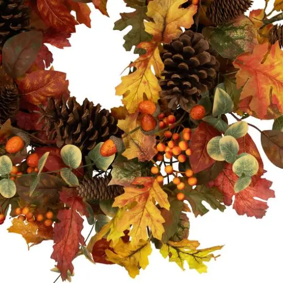 26" Berries, Leaves & Pinecones Fall Harvest Wreath {6}