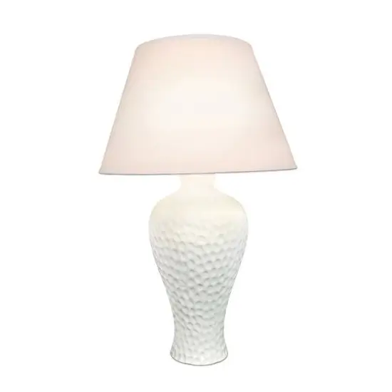 Simple Designs 20" Textured Stucco Curvy Ceramic Table Lamp White {3}