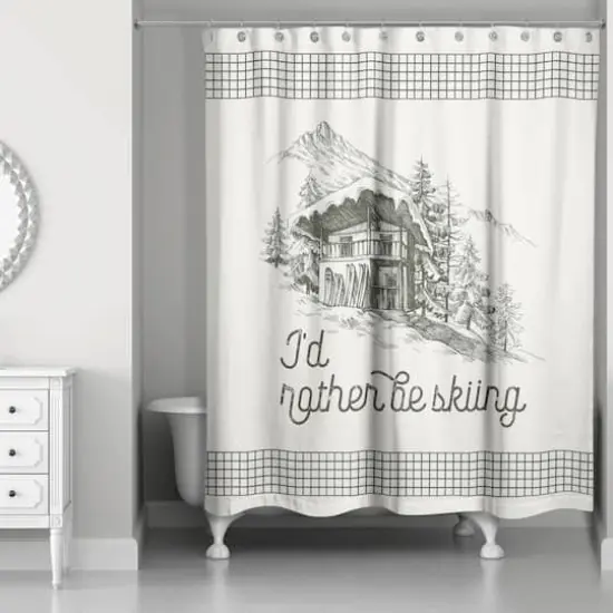 Rather Be Skiing Cabin Shower Curtain {3}